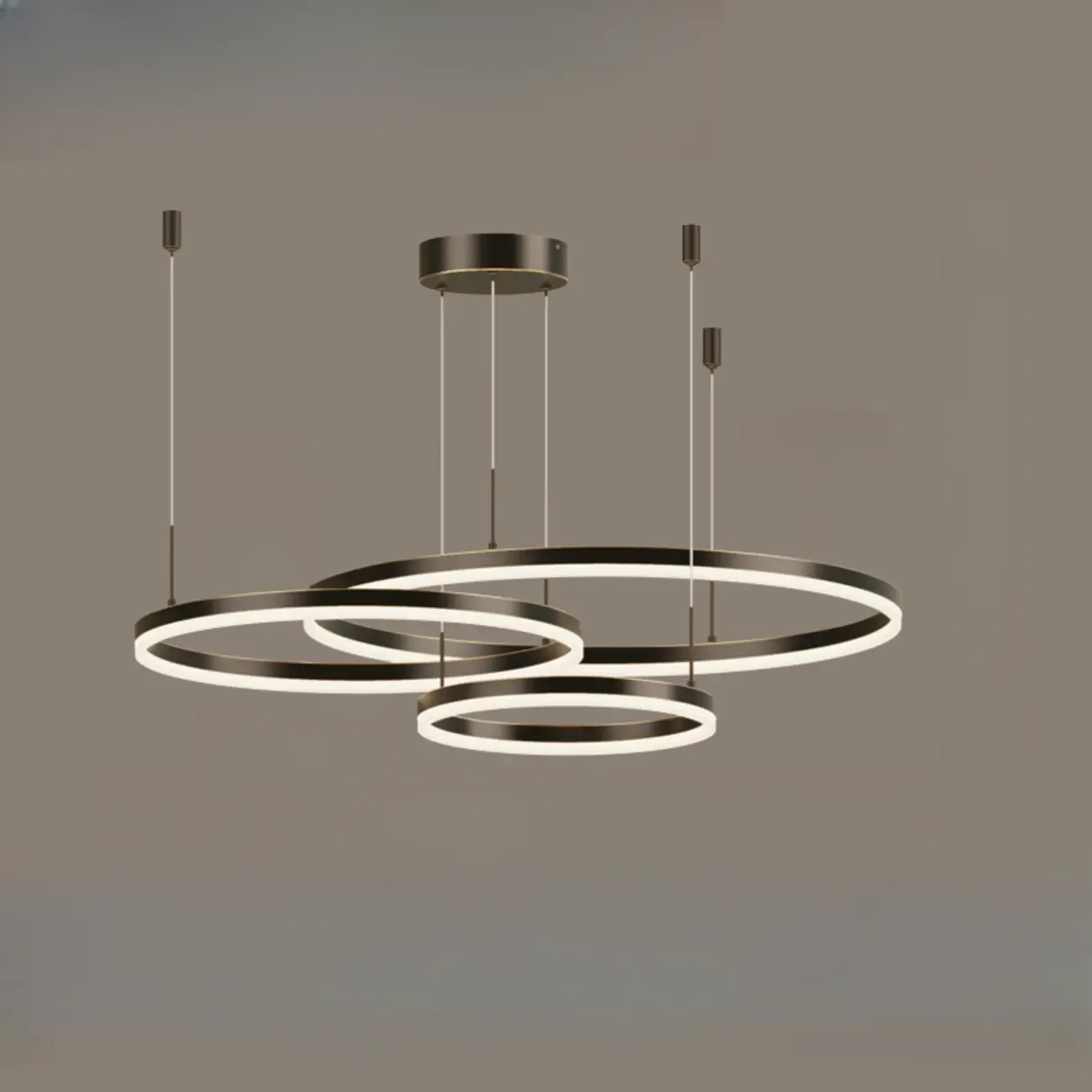 Modern Gold Multi-Circle Tiered Metal Ring LED Chandelier Image - 14