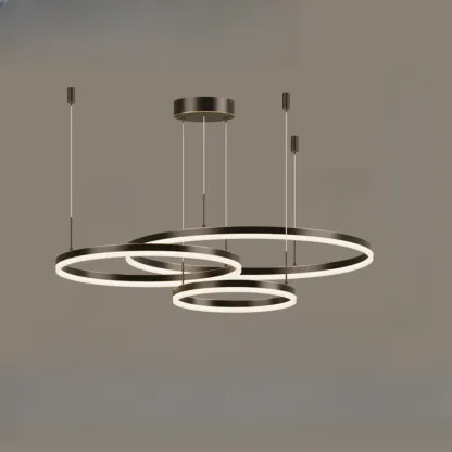 Modern Gold Multi-Circle Tiered Metal Ring LED Chandelier Image - 14