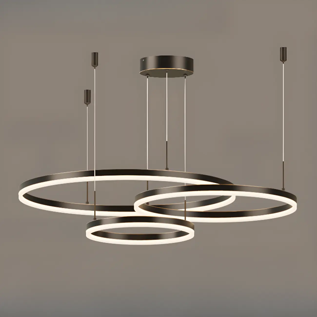 Modern Gold Multi-Circle Tiered Metal Ring LED Chandelier Image - 15 | homeyfad