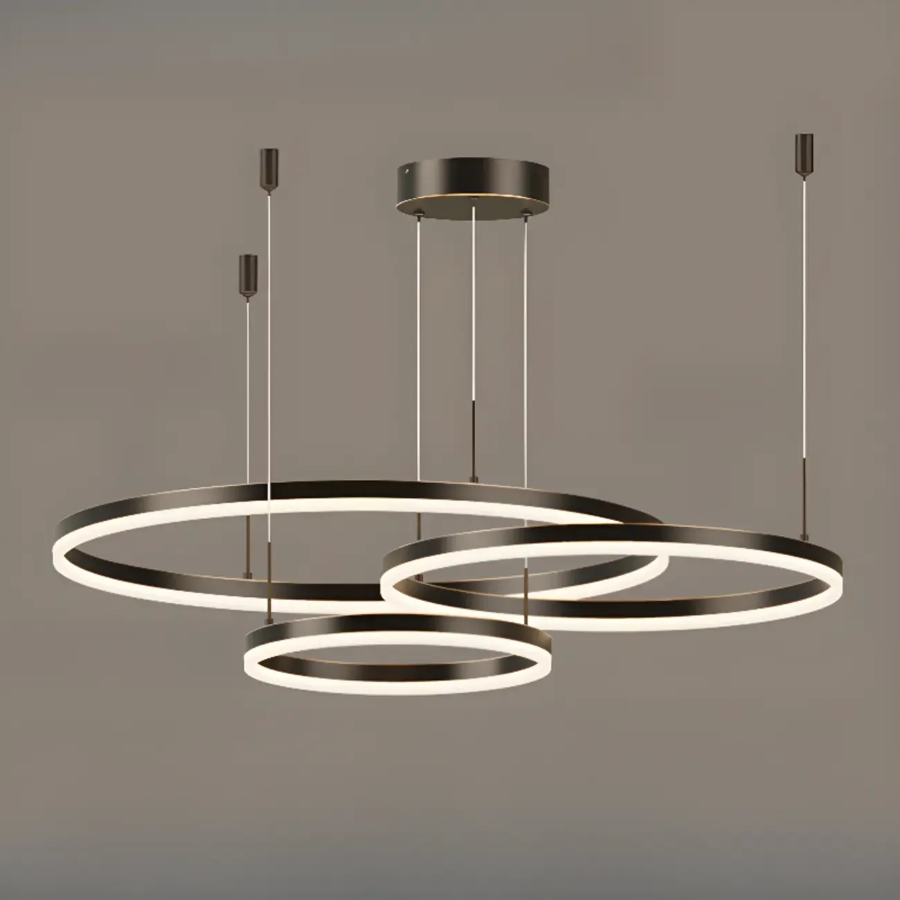 Modern Gold Multi-Circle Tiered Metal Ring LED Chandelier Image - 15