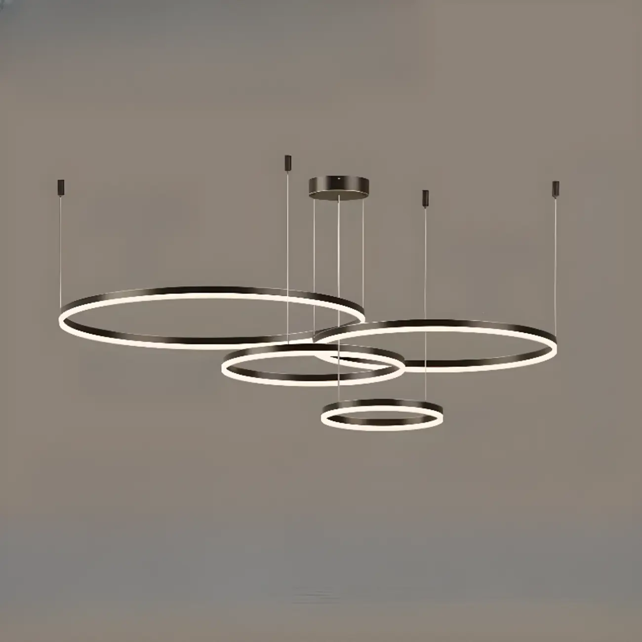 Modern Gold Multi-Circle Tiered Metal Ring LED Chandelier Image - 17 | homeyfad