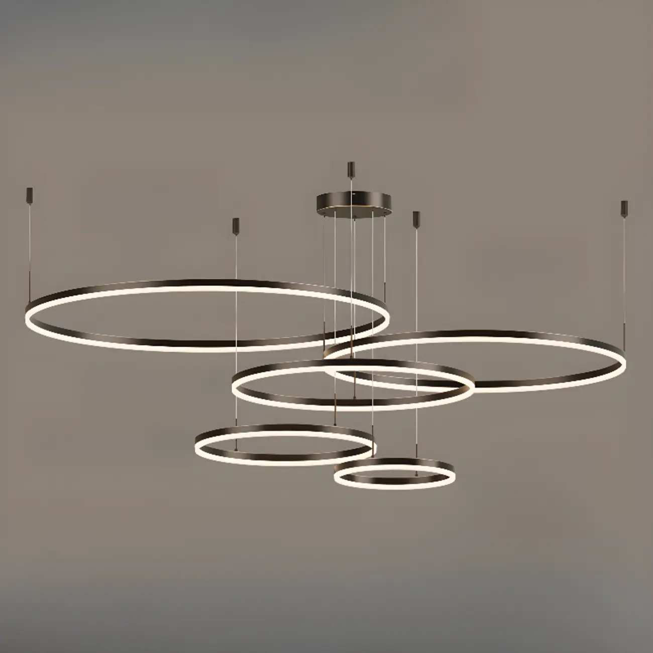 Modern Gold Multi-Circle Tiered Metal Ring LED Chandelier Image - 18 | homeyfad