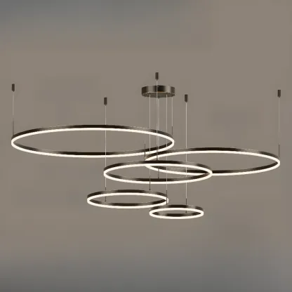 Modern Gold Multi-Circle Tiered Metal Ring LED Chandelier Image - 18