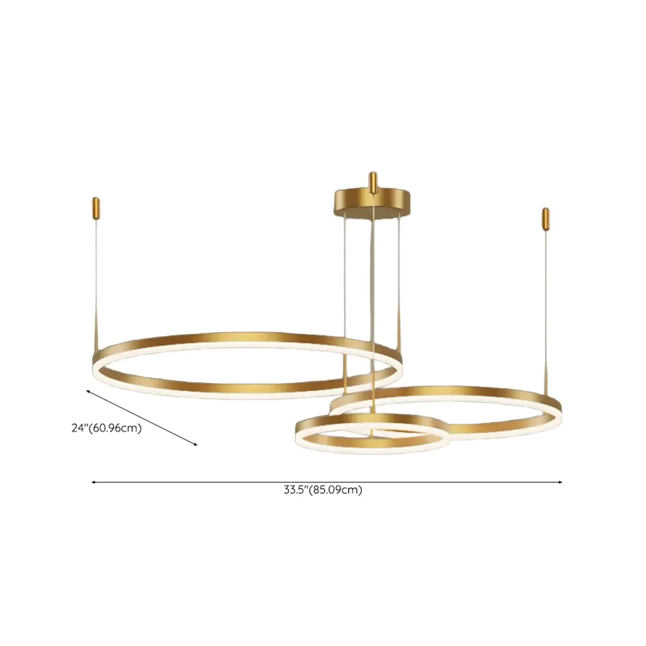 Modern Gold Multi-Circle Tiered Metal Ring LED Chandelier #size | homeyfad