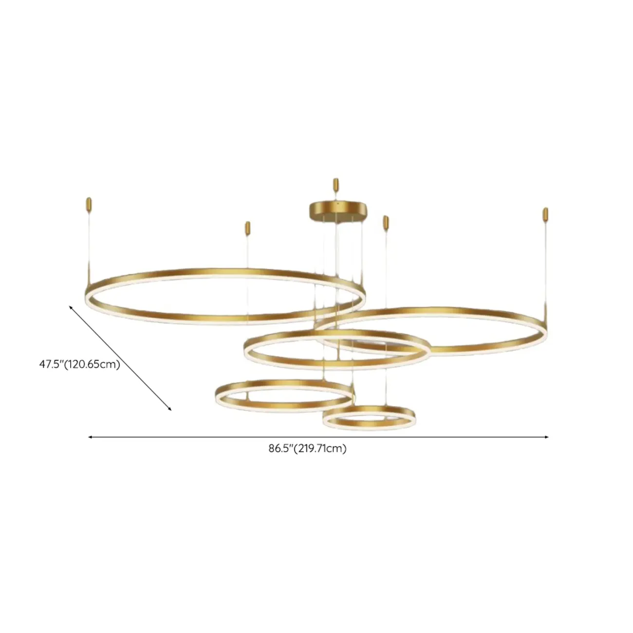 Modern Gold Multi-Circle Tiered Metal Ring LED Chandelier Image - 24 | homeyfad