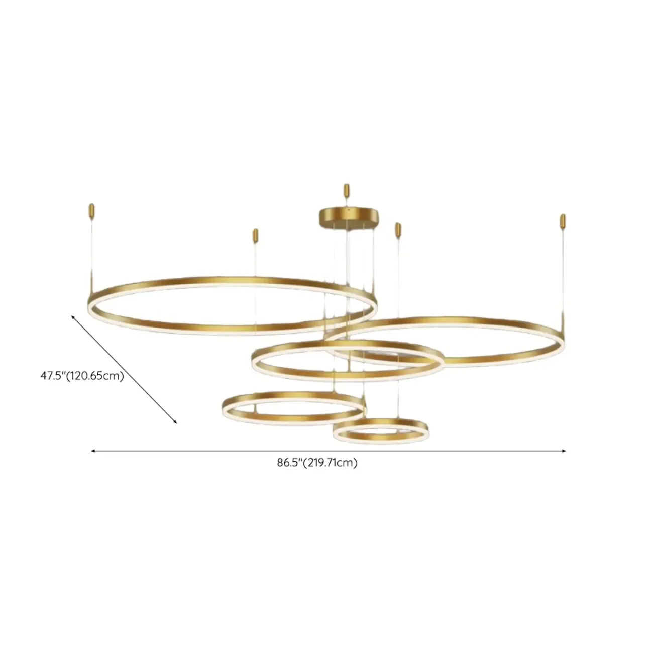 Modern Gold Multi-Circle Tiered Metal Ring LED Chandelier Image - 24