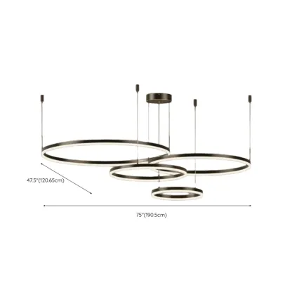 Modern Gold Multi-Circle Tiered Metal Ring LED Chandelier Image - 29