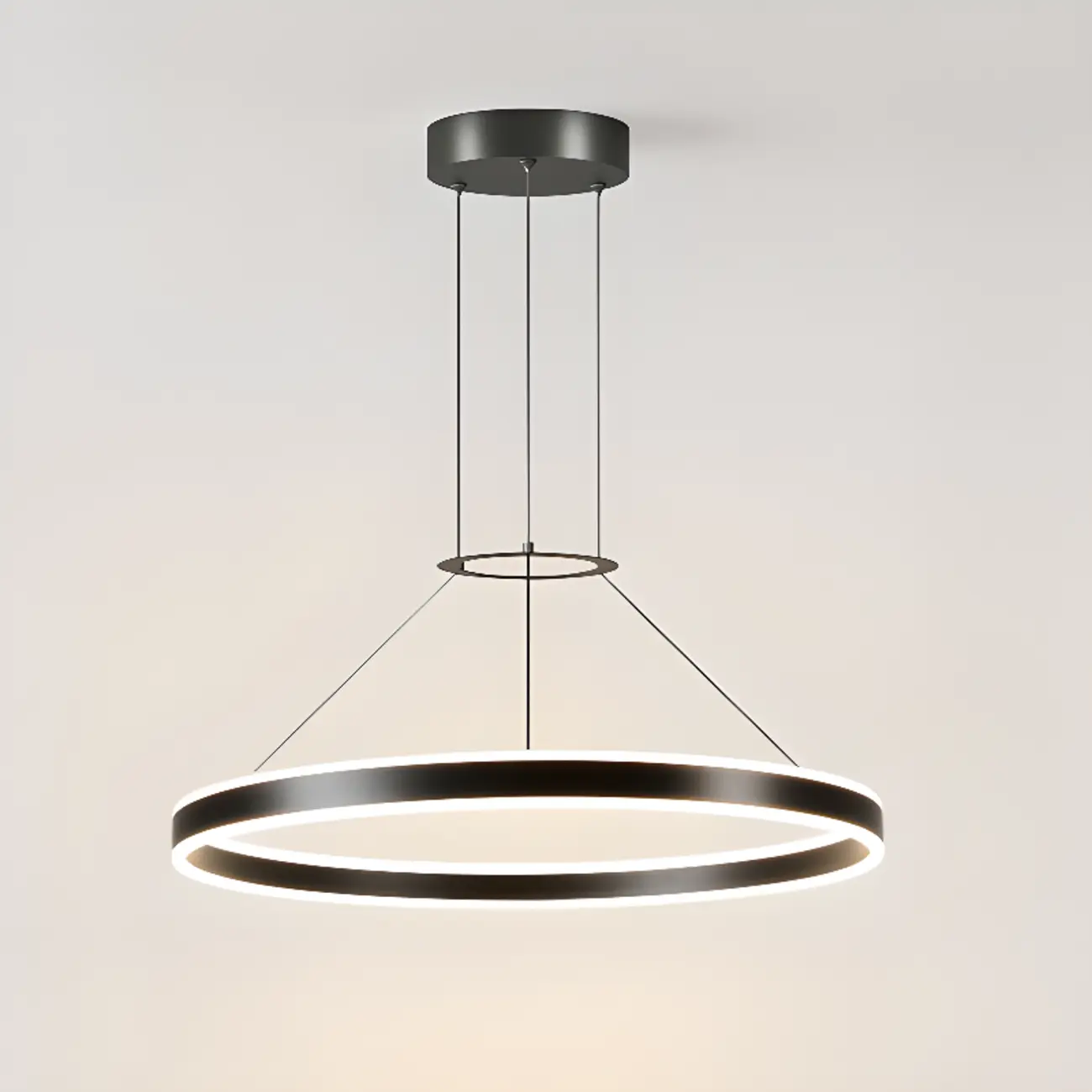 Black Circular Metal Ring Modern Chandelier Light Image - 5 | homeyfad