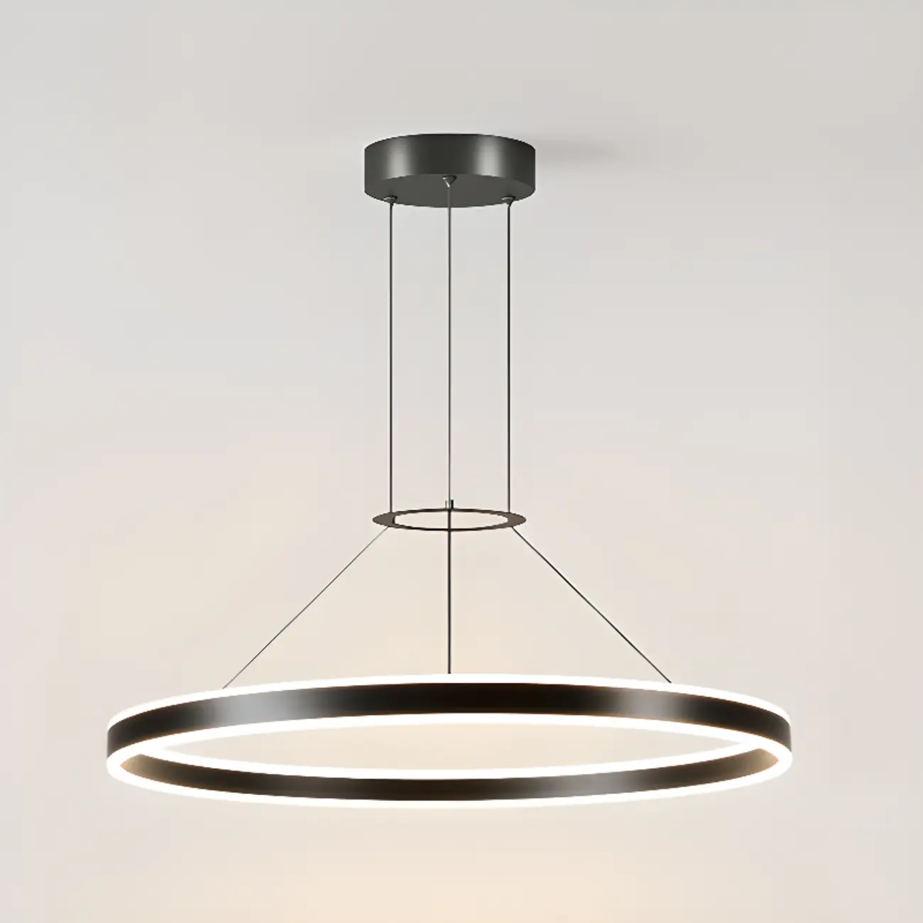 Black Circular Metal Ring Modern Chandelier Light Image - 6 | homeyfad