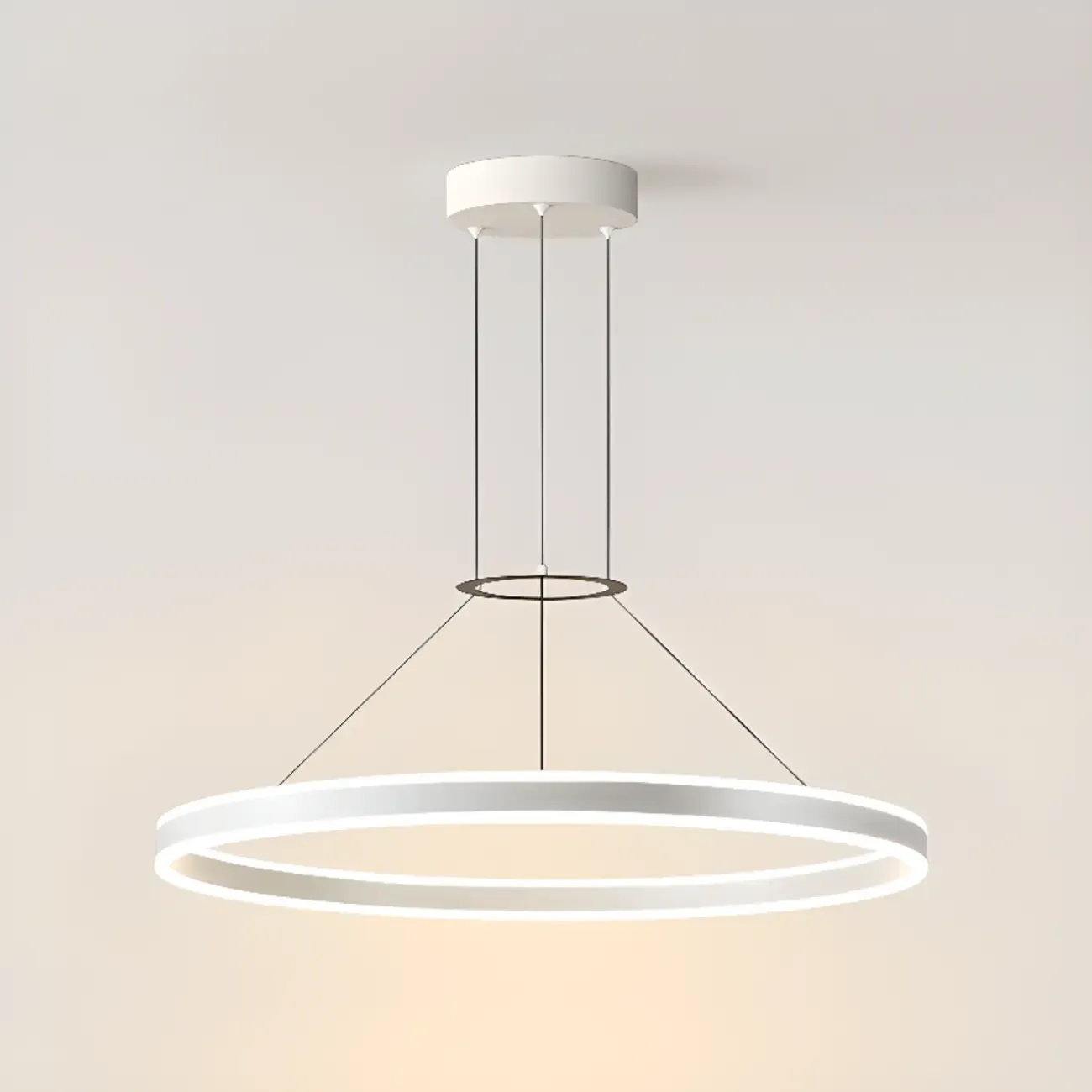 Black Circular Metal Ring Modern Chandelier Light Image - 7