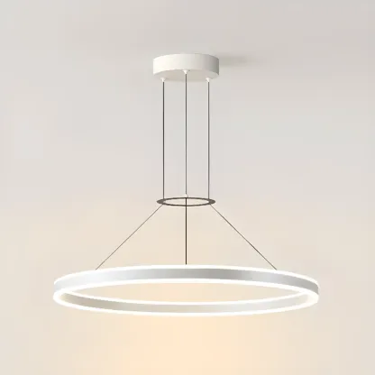 Black Circular Metal Ring Modern Chandelier Light Image - 7