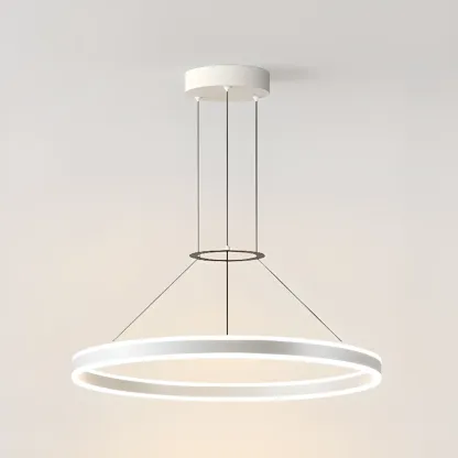 Black Circular Metal Ring Modern Chandelier Light Image - 8