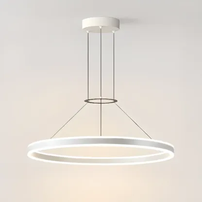 Black Circular Metal Ring Modern Chandelier Light Image - 9