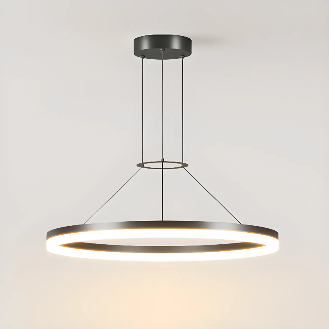 Black Circular Metal Ring Modern Chandelier Light Image - 10 | homeyfad