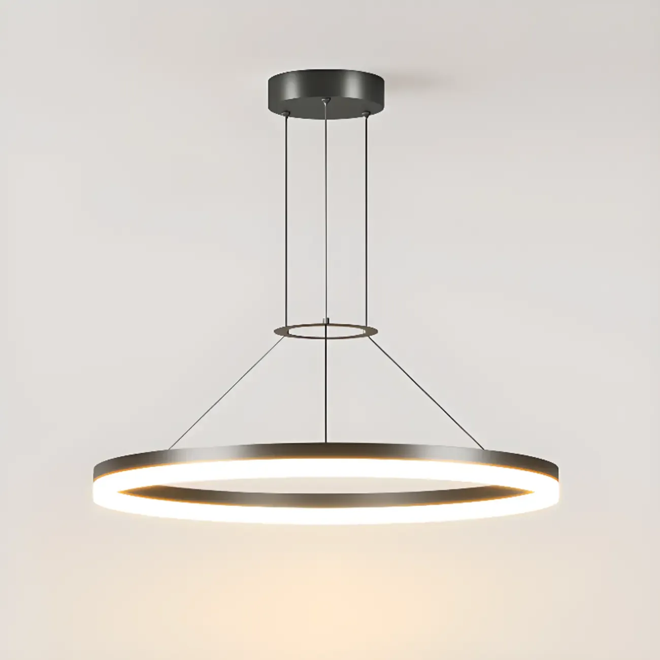 Black Circular Metal Ring Modern Chandelier Light Image - 10