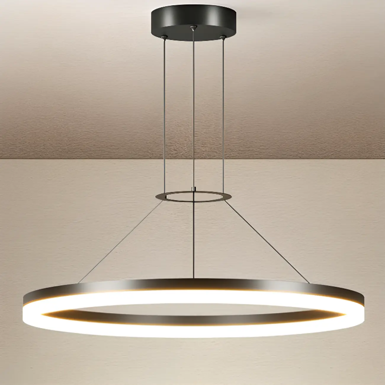 Black Circular Metal Ring Modern Chandelier Light Image - 11 | homeyfad