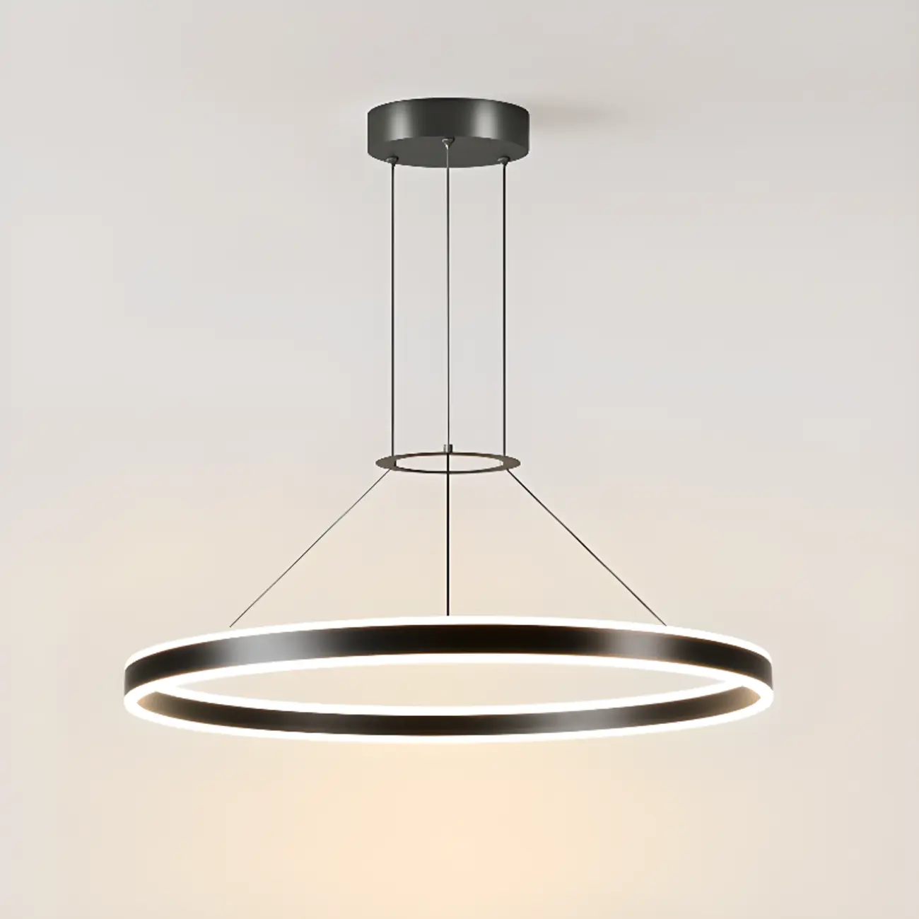 Black Circular Metal Ring Modern Chandelier Light Image - 13 | homeyfad