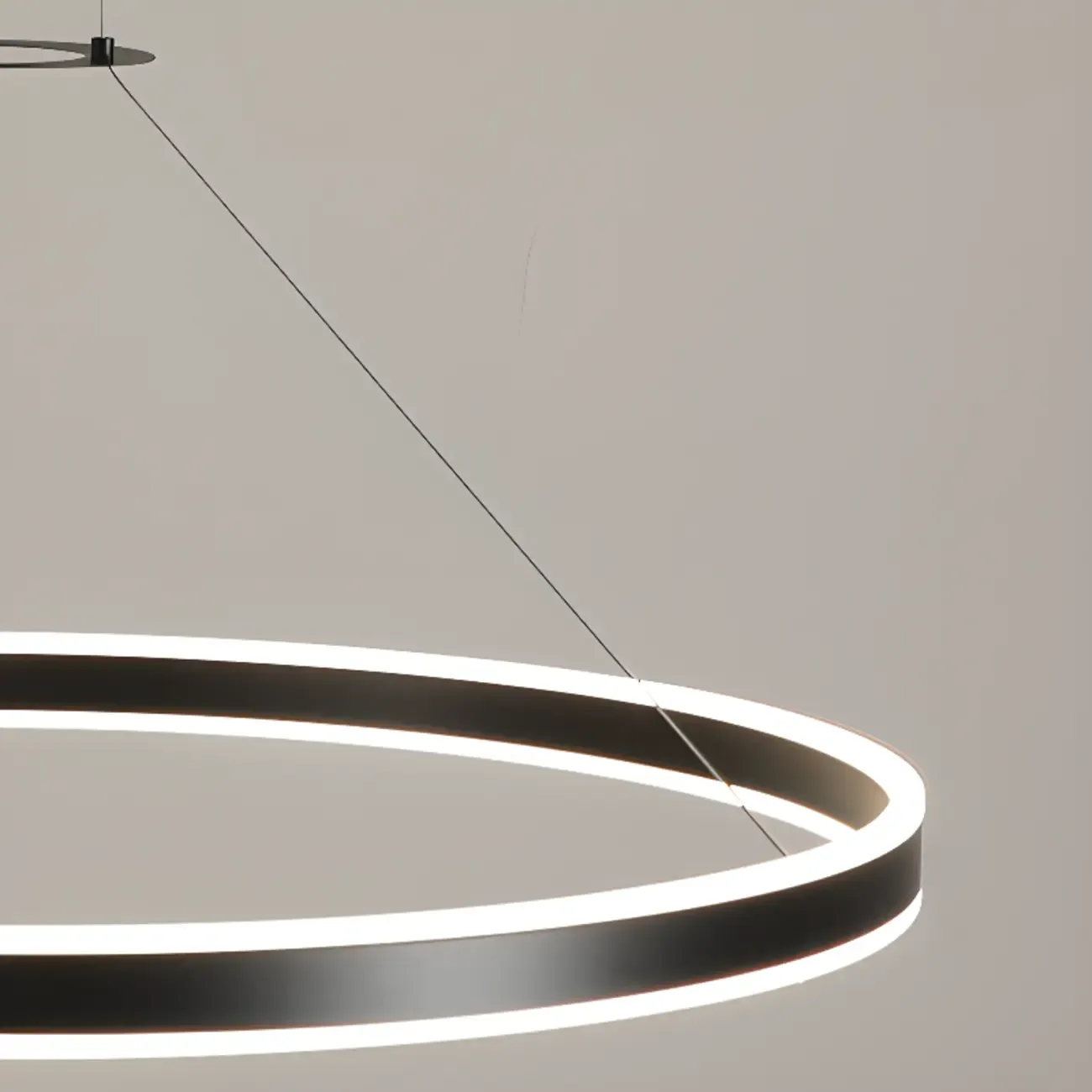 Black Circular Metal Ring Modern Chandelier Light Image - 14
