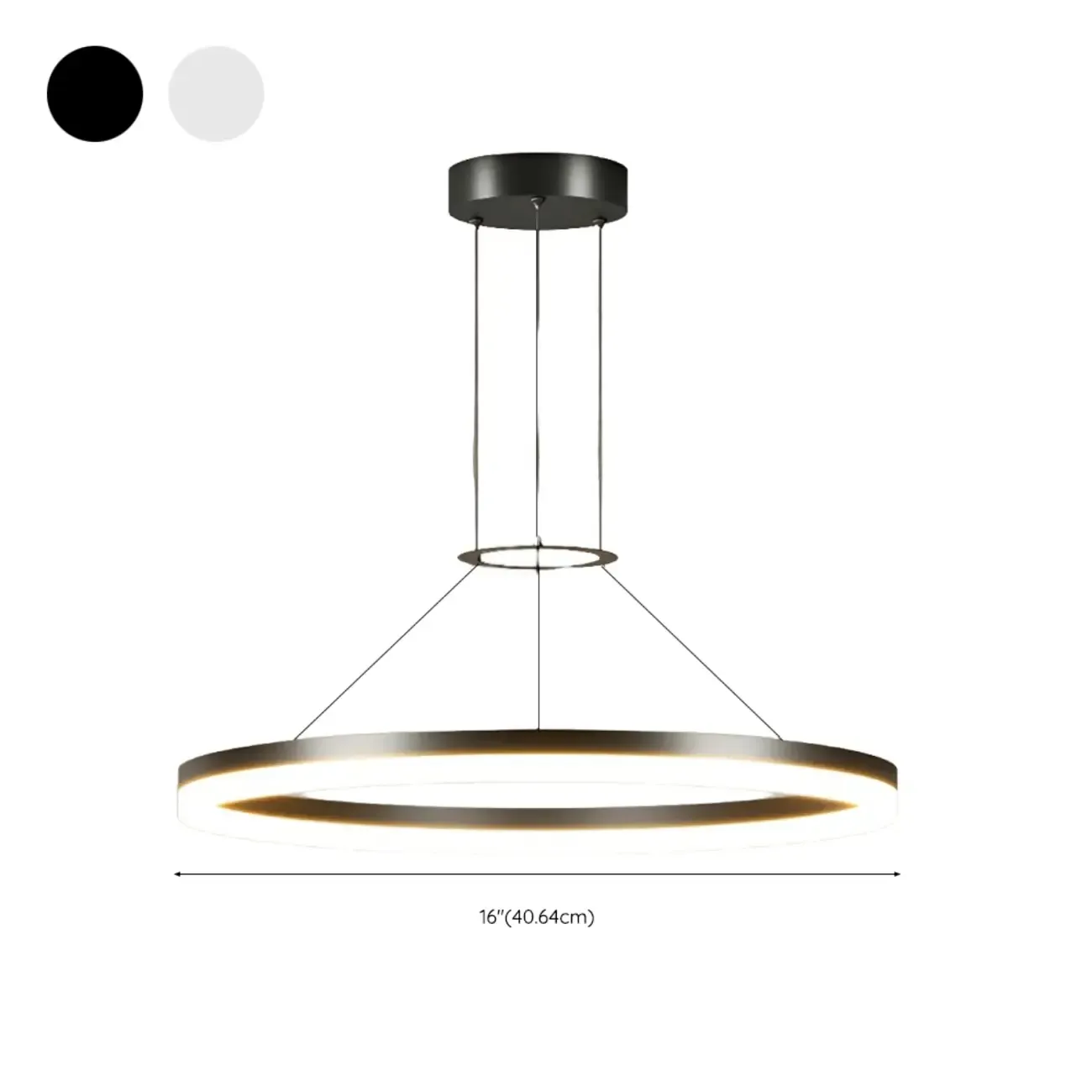 Black Circular Metal Ring Modern Chandelier Light #size