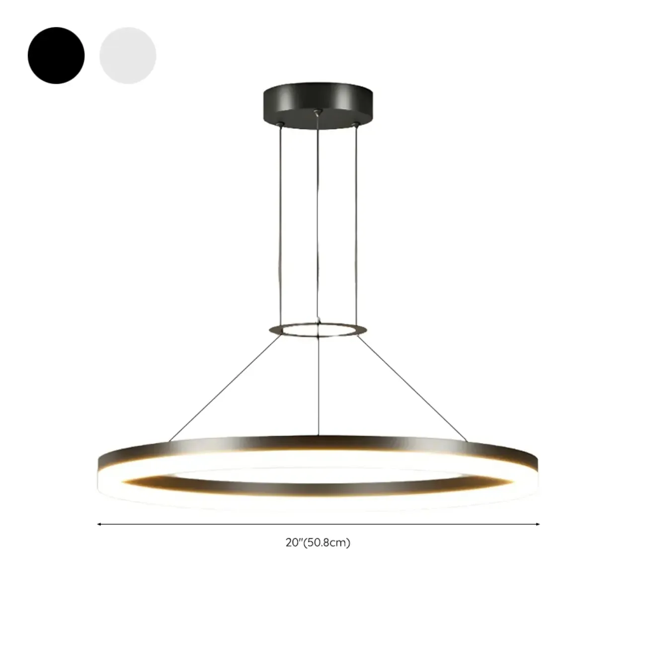 Black Circular Metal Ring Modern Chandelier Light Image - 17