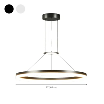 Black Circular Metal Ring Modern Chandelier Light Image - 17