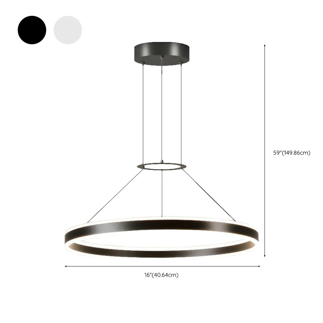 Black Circular Metal Ring Modern Chandelier Light Image - 18 | homeyfad