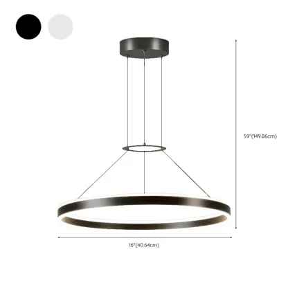Black Circular Metal Ring Modern Chandelier Light Image - 18