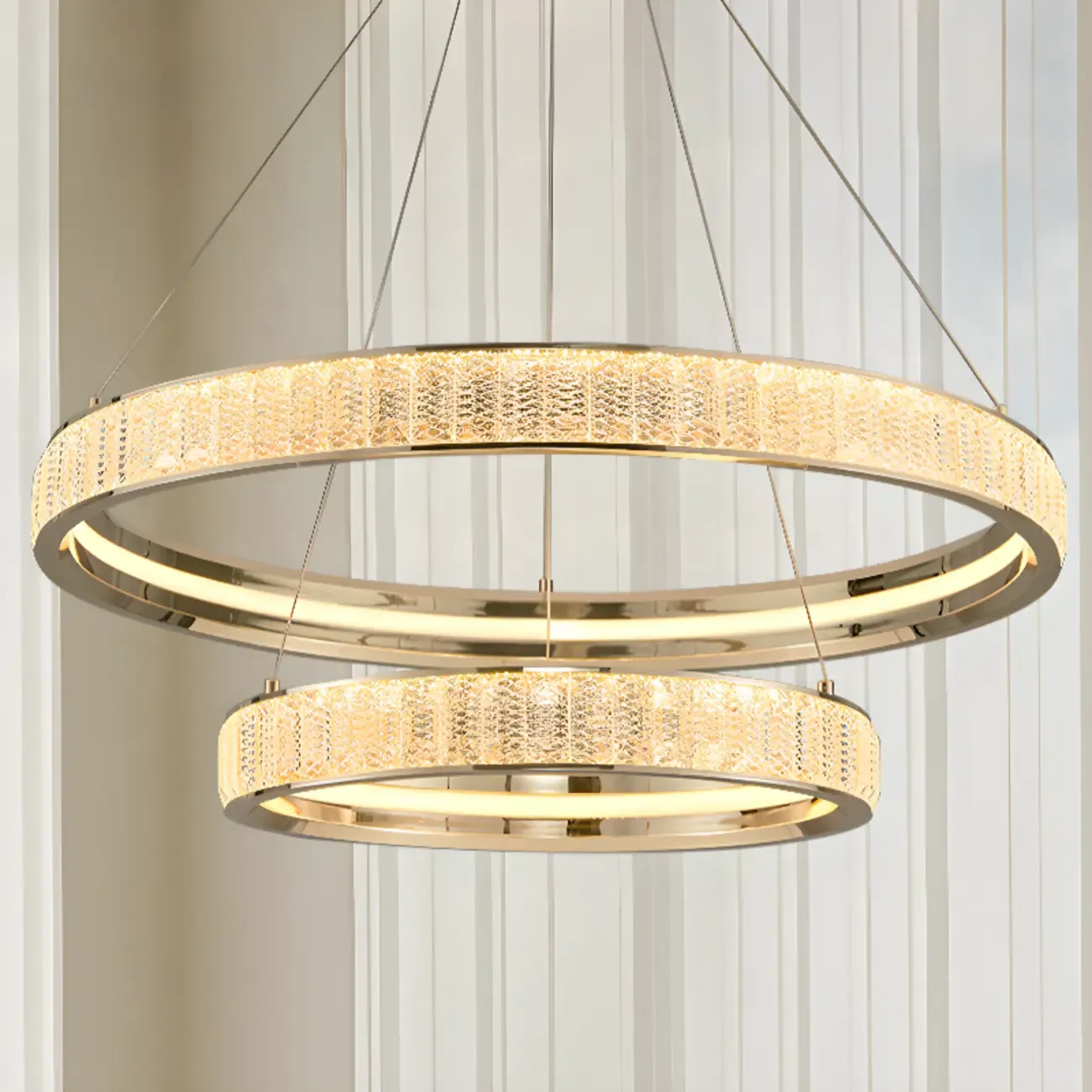 Gold Circular Crystal Chandelier with Modern Design Image - 4