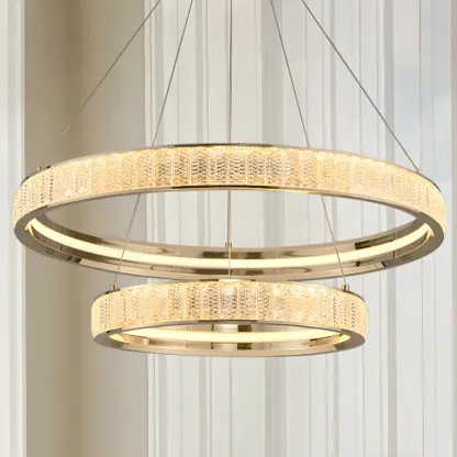 Gold Circular Crystal Chandelier with Modern Design Image - 4