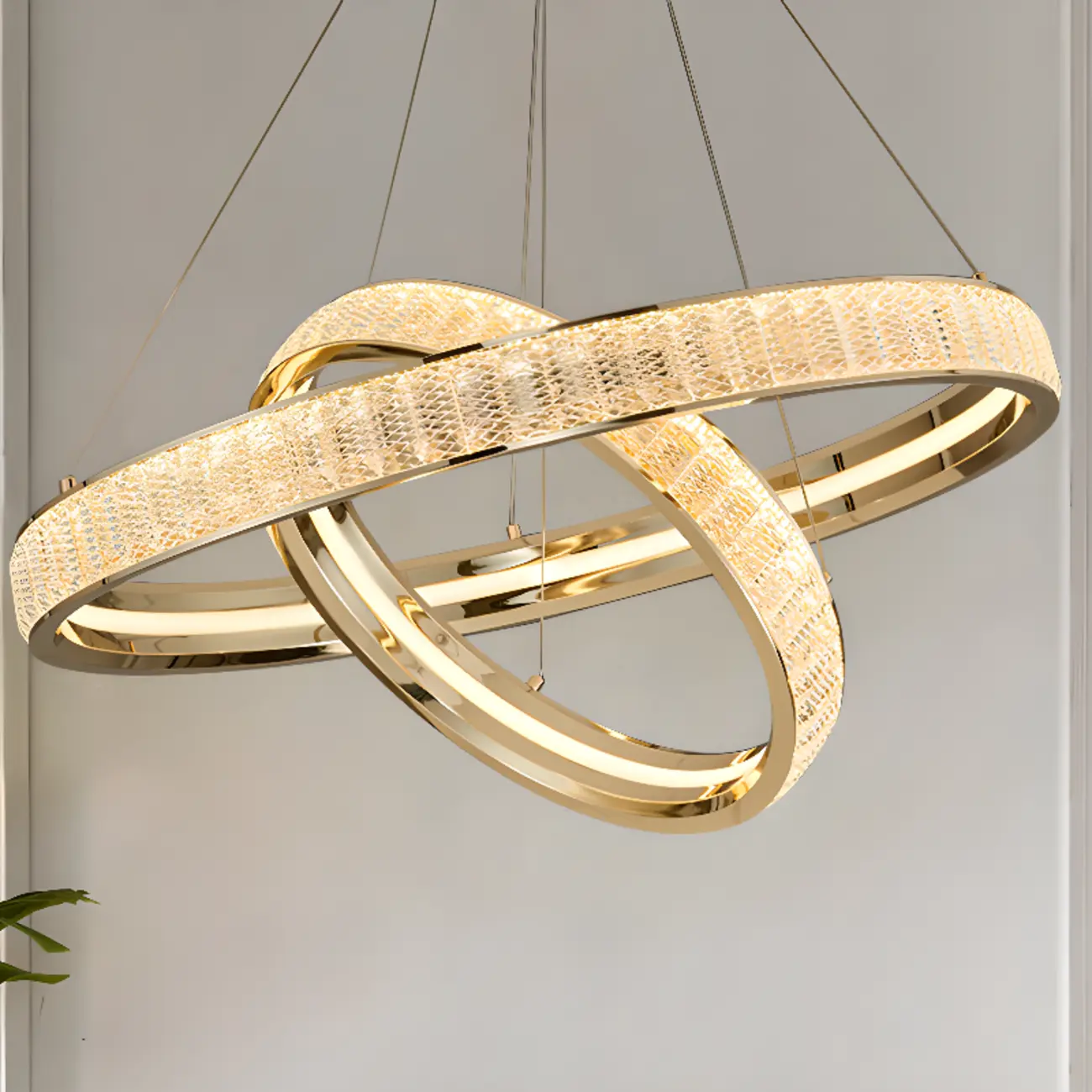 Gold Circular Crystal Chandelier with Modern Design Image - 3 | homeyfad