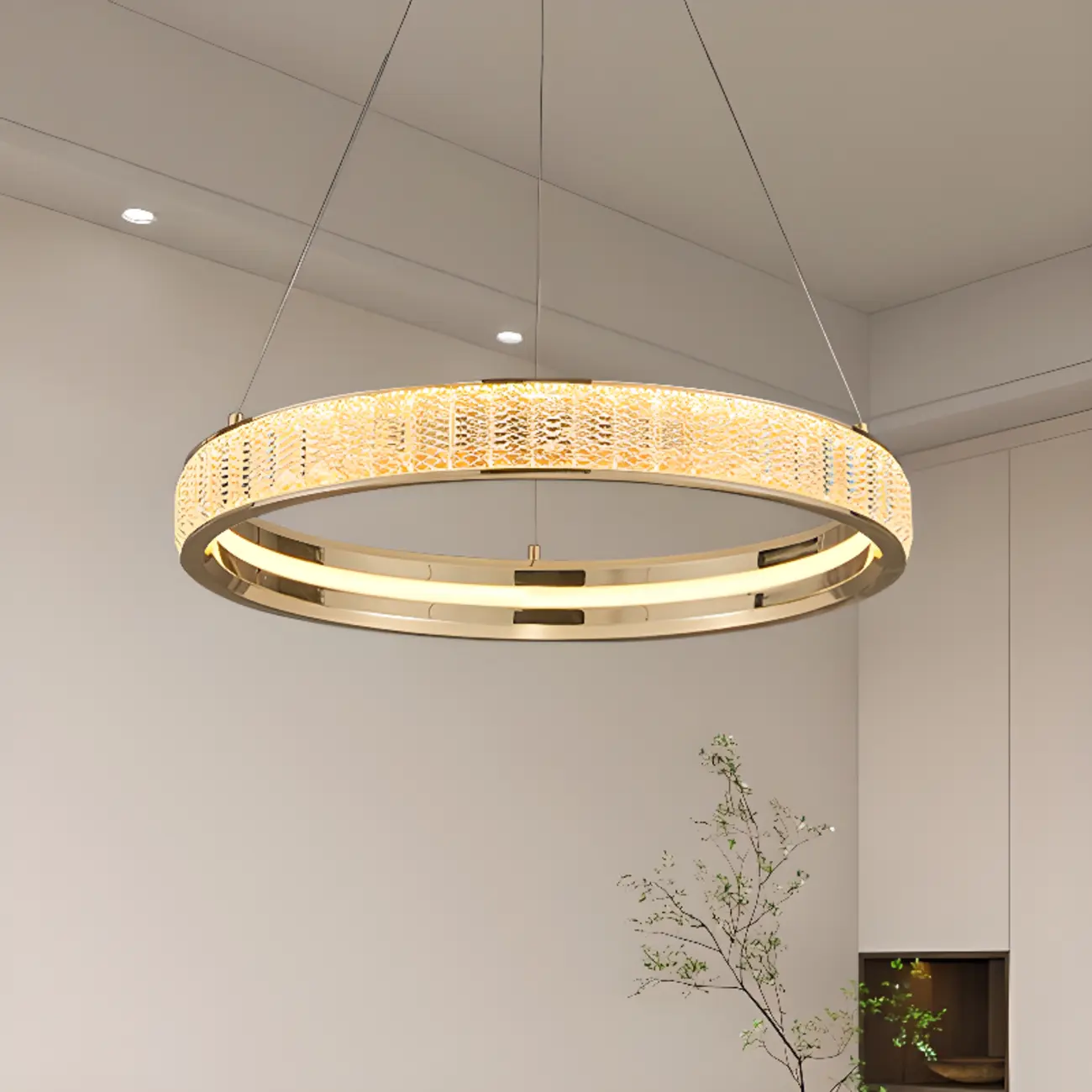 Gold Circular Crystal Chandelier with Modern Design Image - 2 | homeyfad