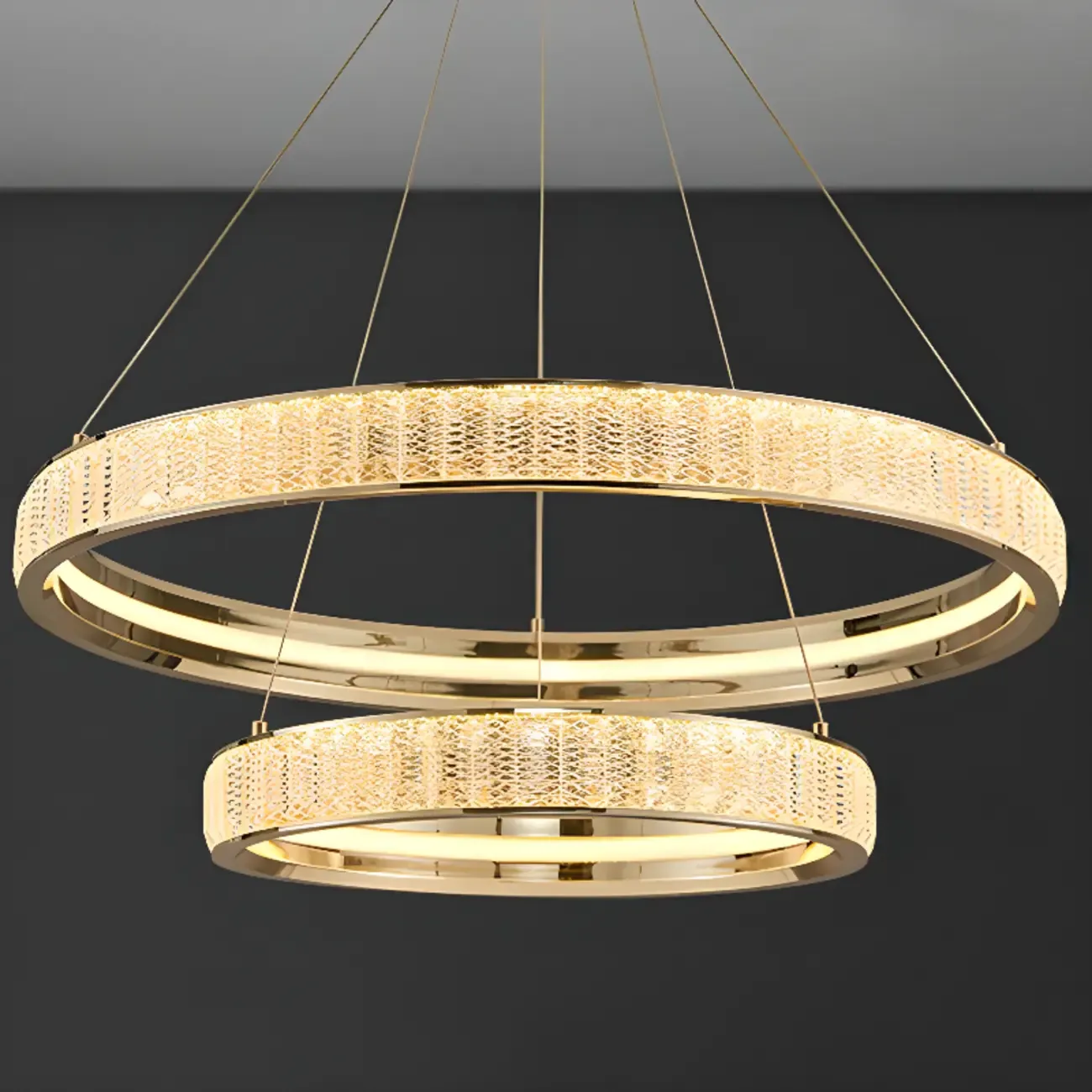 Gold Circular Crystal Chandelier with Modern Design Image - 5