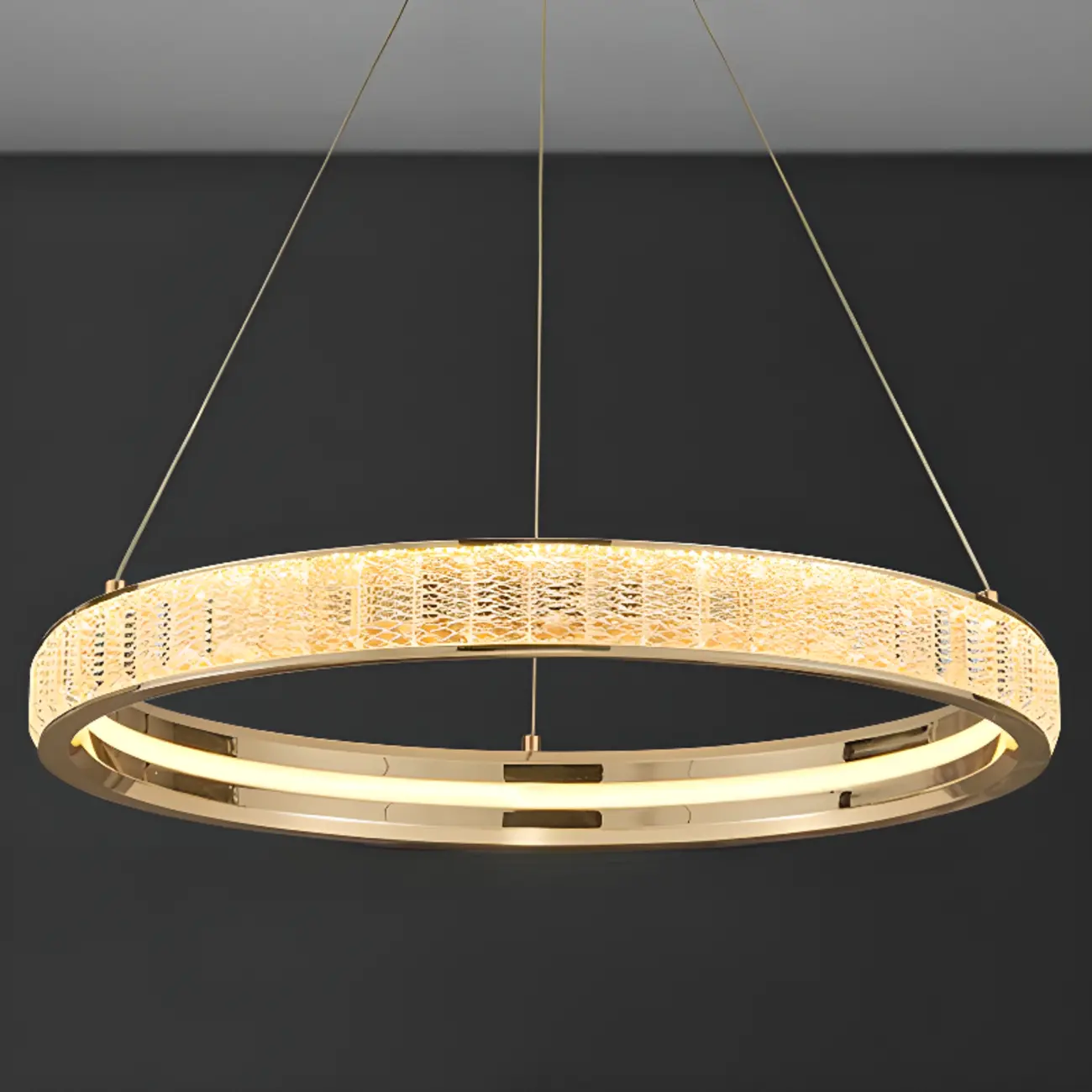 Gold Circular Crystal Chandelier with Modern Design Image - 6 | homeyfad