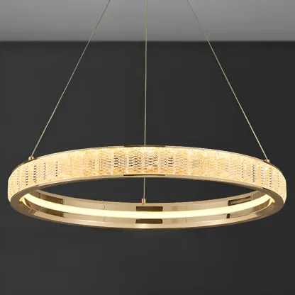 Gold Circular Crystal Chandelier with Modern Design Image - 6
