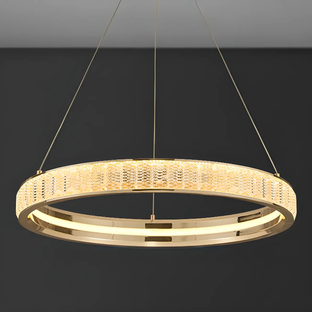 Gold Circular Crystal Chandelier with Modern Design Image - 7 | homeyfad
