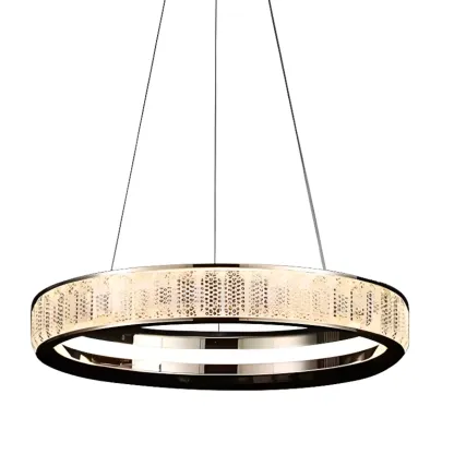 Gold Circular Crystal Chandelier with Modern Design Image - 8