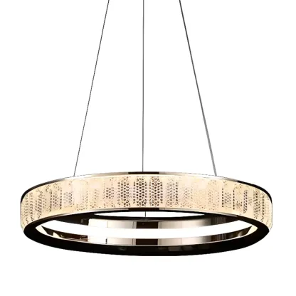 Gold Circular Crystal Chandelier with Modern Design Image - 9