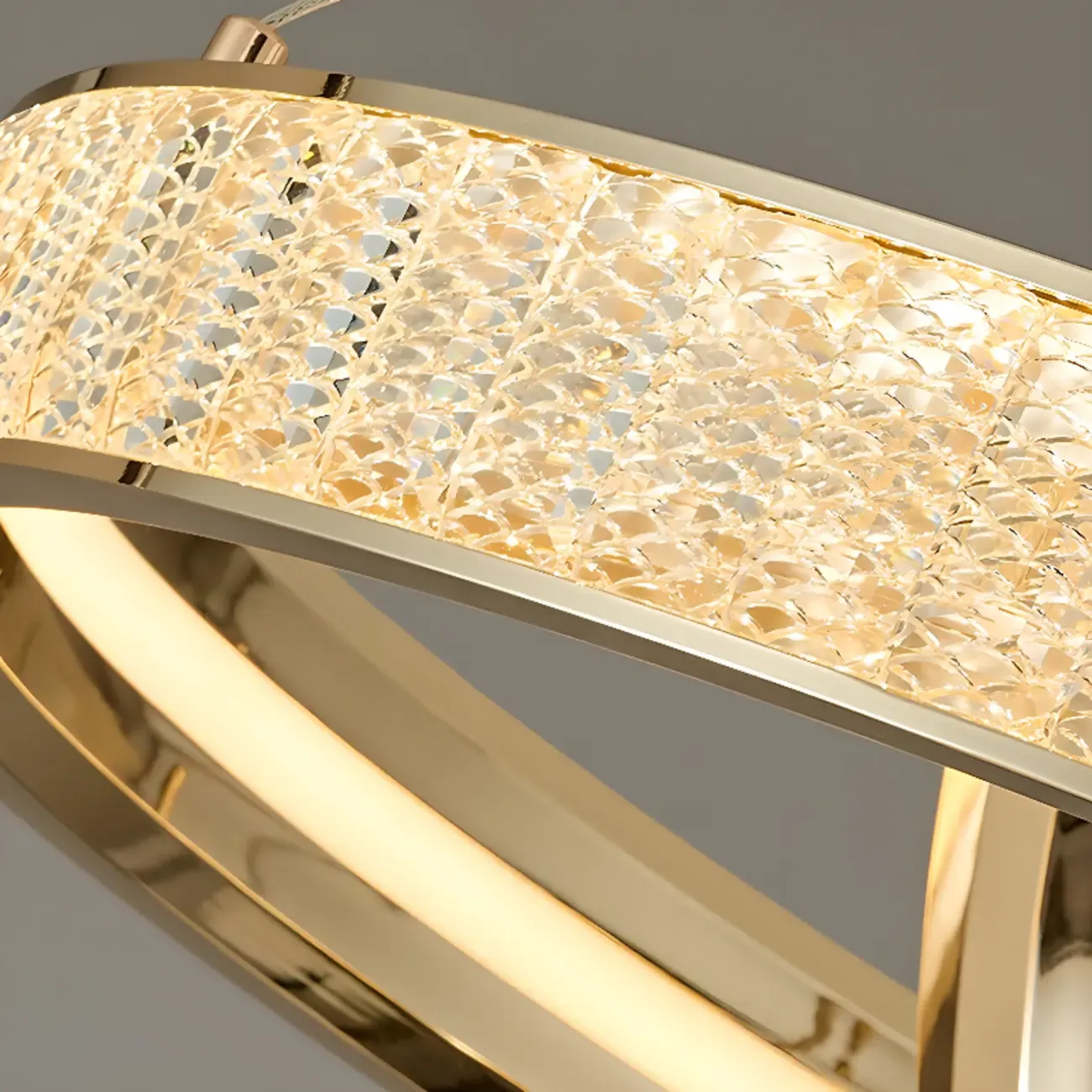 Gold Circular Crystal Chandelier with Modern Design Image - 12