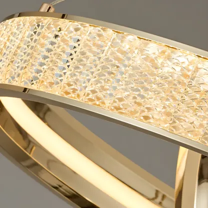 Gold Circular Crystal Chandelier with Modern Design Image - 12