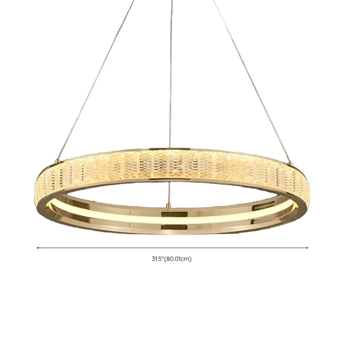 Gold Circular Crystal Chandelier with Modern Design #size