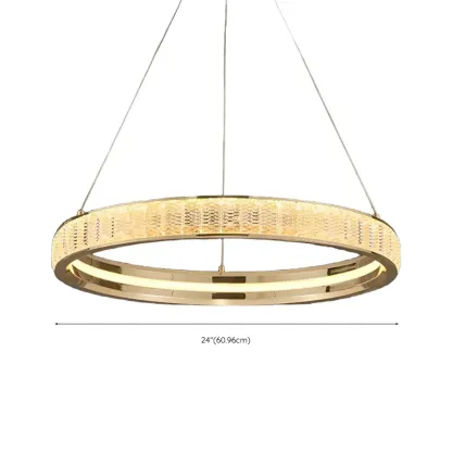 Gold Circular Crystal Chandelier with Modern Design Image - 15