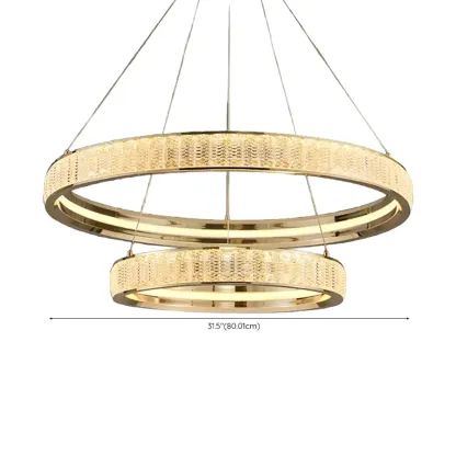 Gold Circular Crystal Chandelier with Modern Design Image - 17