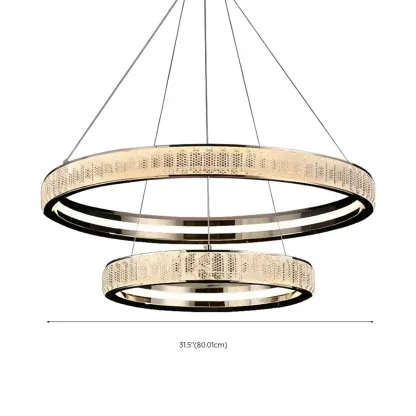 Gold Circular Crystal Chandelier with Modern Design Image - 20