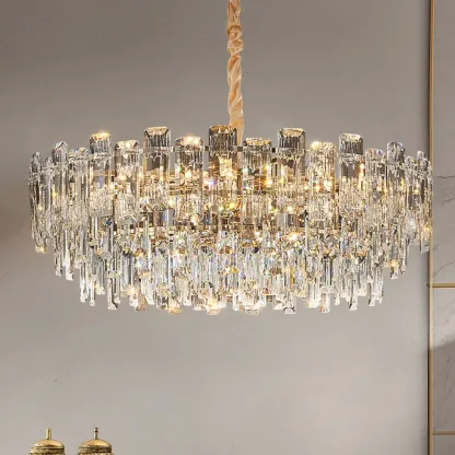 Gold Linear Crystal Chandelier Modern Design Image - 3