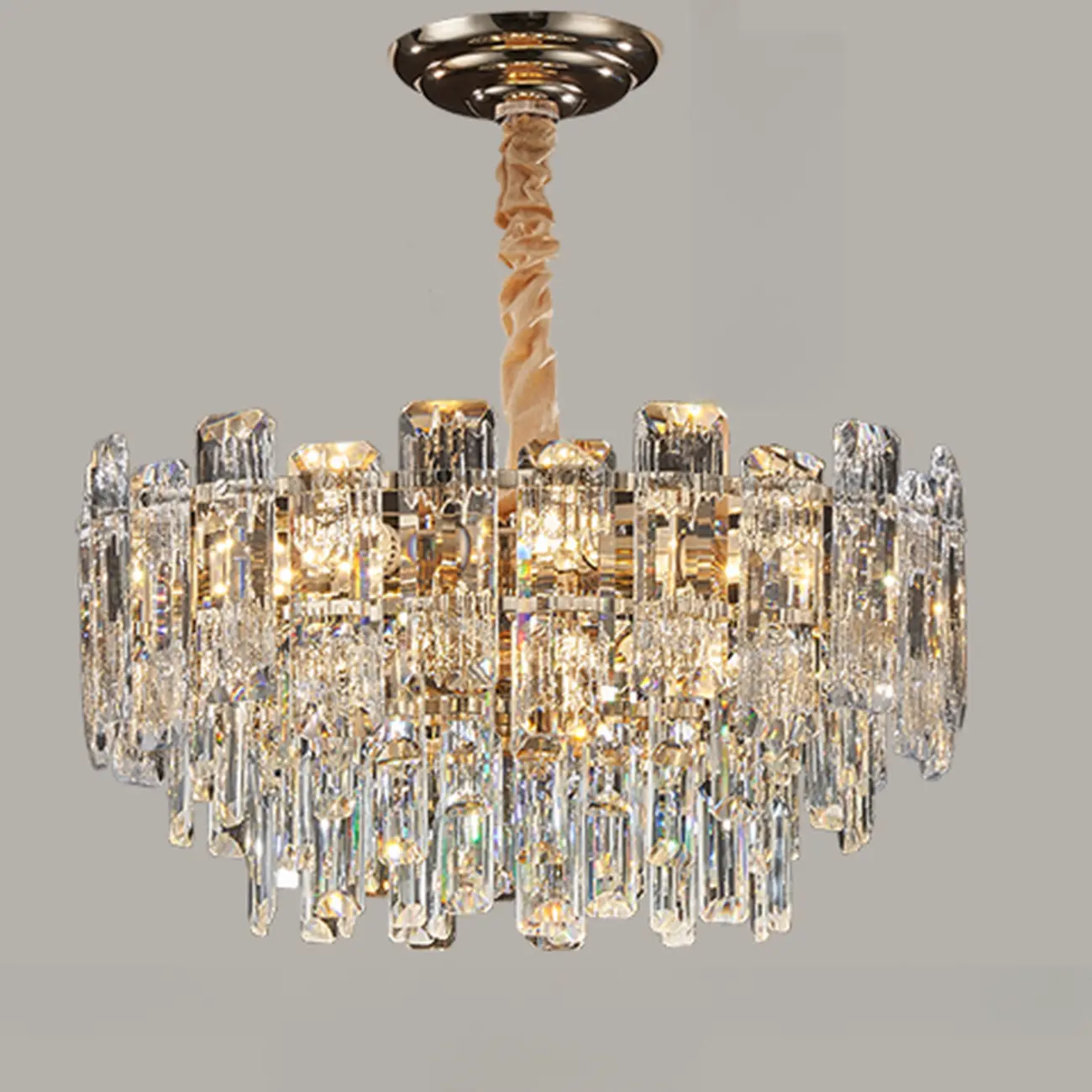 Gold Linear Crystal Chandelier Modern Design Image - 5 | homeyfad