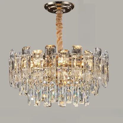 Gold Linear Crystal Chandelier Modern Design Image - 5