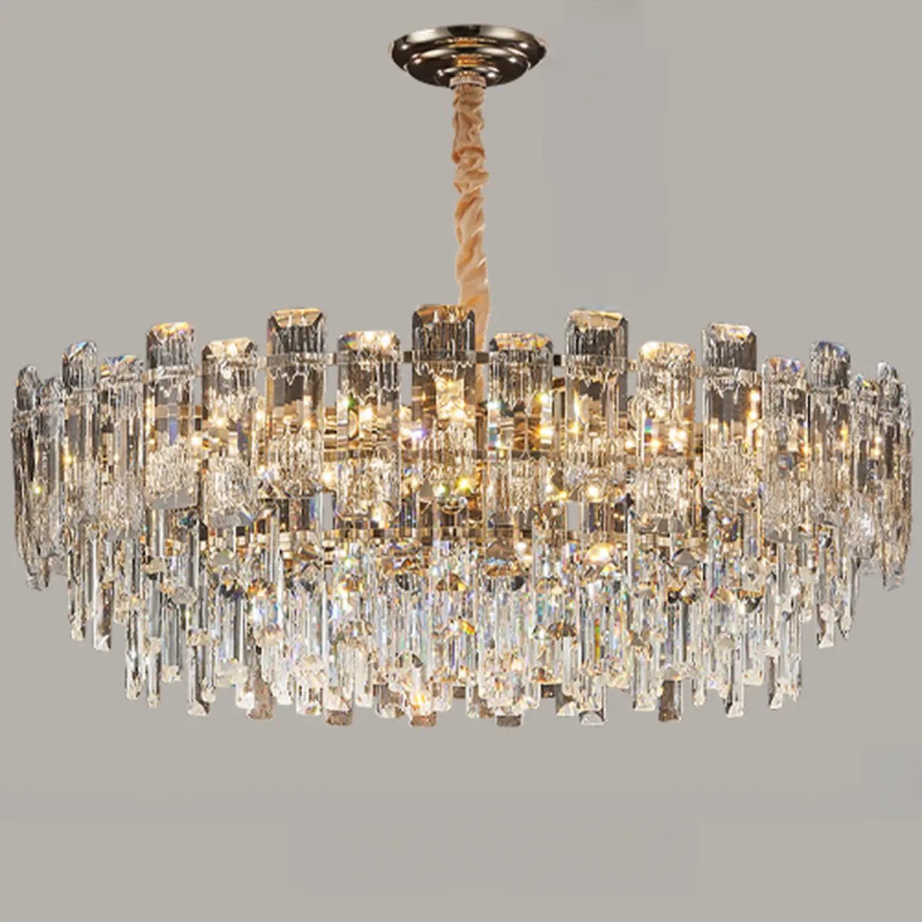 Gold Linear Crystal Chandelier Modern Design Image - 6 | homeyfad