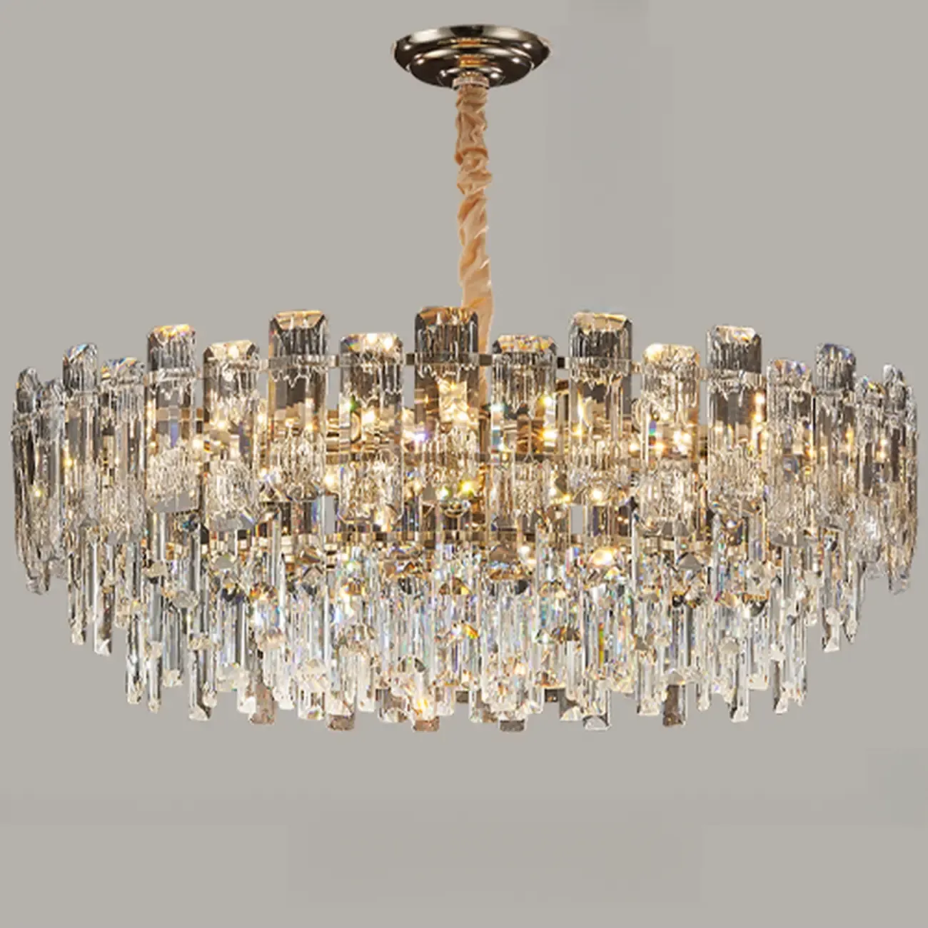 Gold Linear Crystal Chandelier Modern Design Image - 6