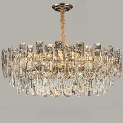 Gold Linear Crystal Chandelier Modern Design Image - 6