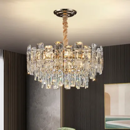 Gold Linear Crystal Chandelier Modern Design Image - 4